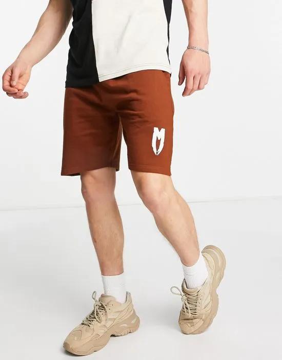 logo jersey shorts in brown