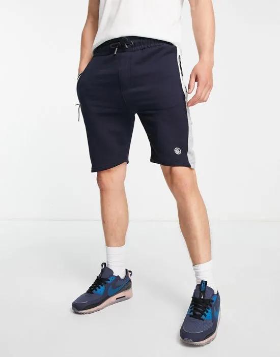 logo panel jersey shorts in navy - part of a set