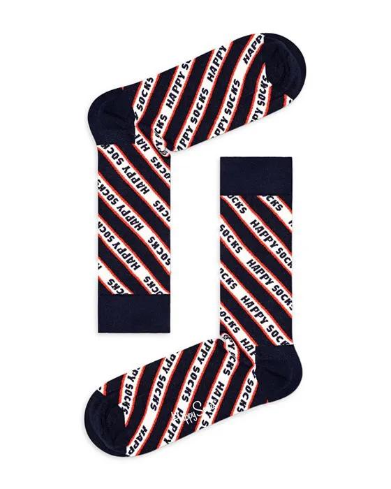 Logo Stripe Crew Socks 