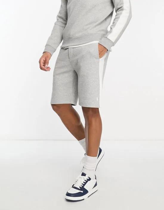 logo taped pique sweat shorts in heather gray - part of a set