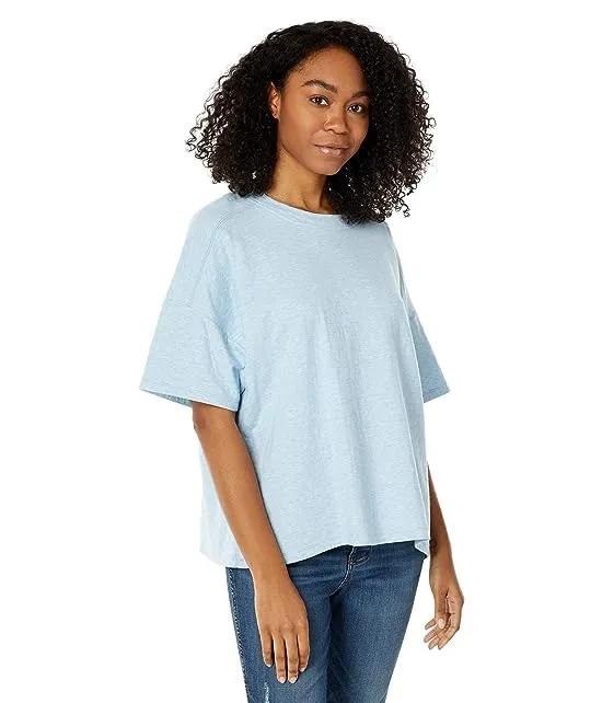 Lola Cloud Cotton Tee with Raw Seams & Coverstitch