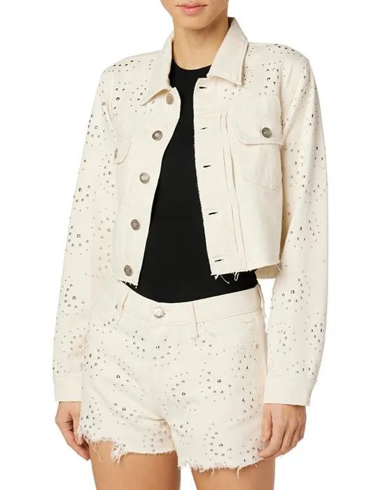 Lola Shrunken Denim Jacket in Star Studded