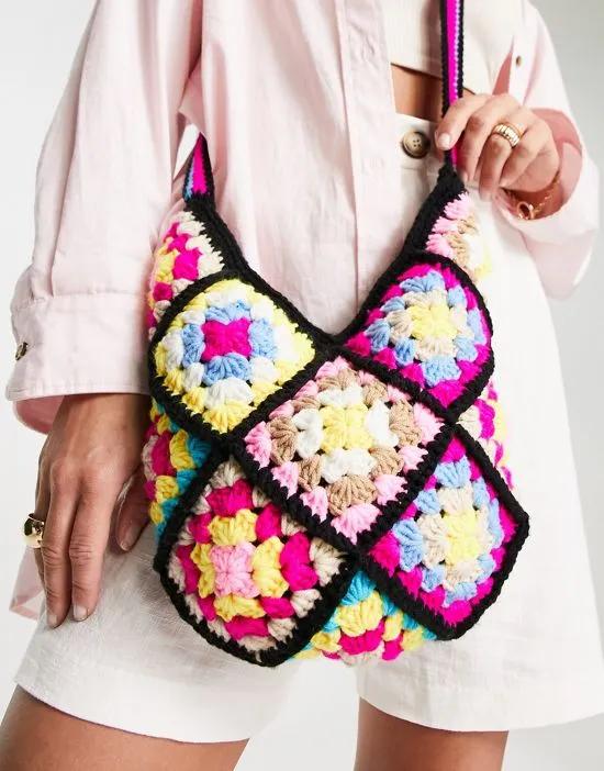 London crochet crossbody bag in multicolor