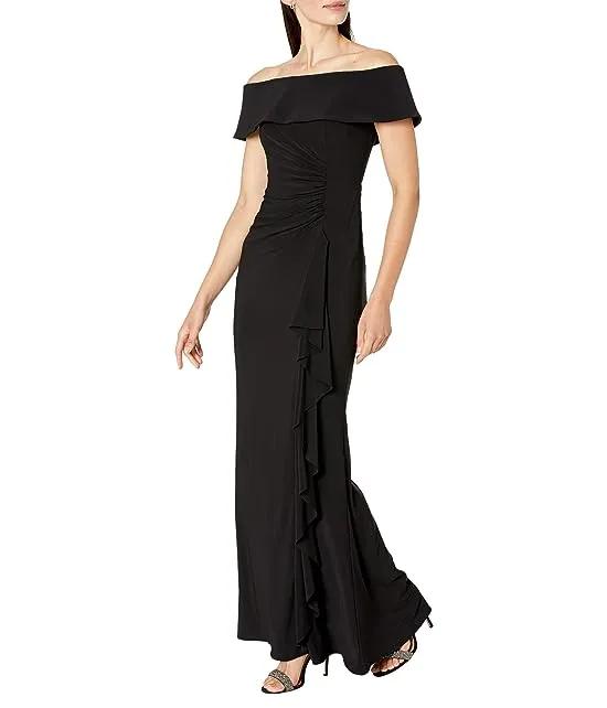 Long Ity Off-the-Shoulder Side Ruched