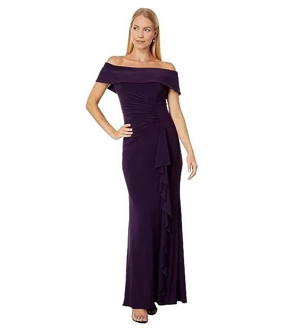 Long Ity Off-the-Shoulder Side Ruched