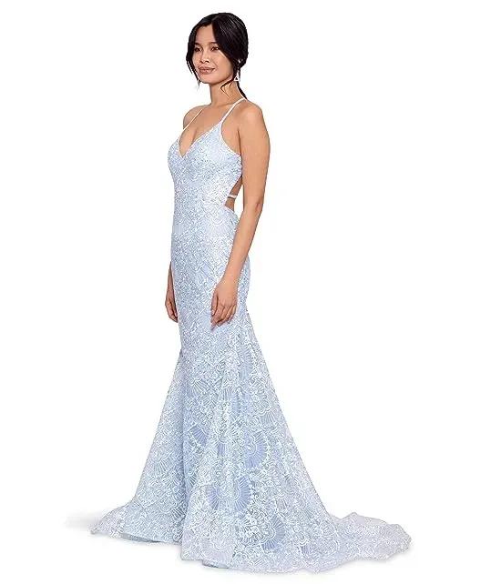 Long Mermaid Lace Gown with Stones
