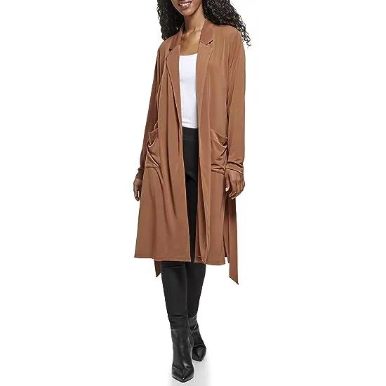 Long Open Cardigan with Belt