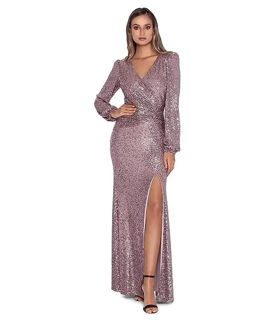 Long Sequin Dress with Side Ruching