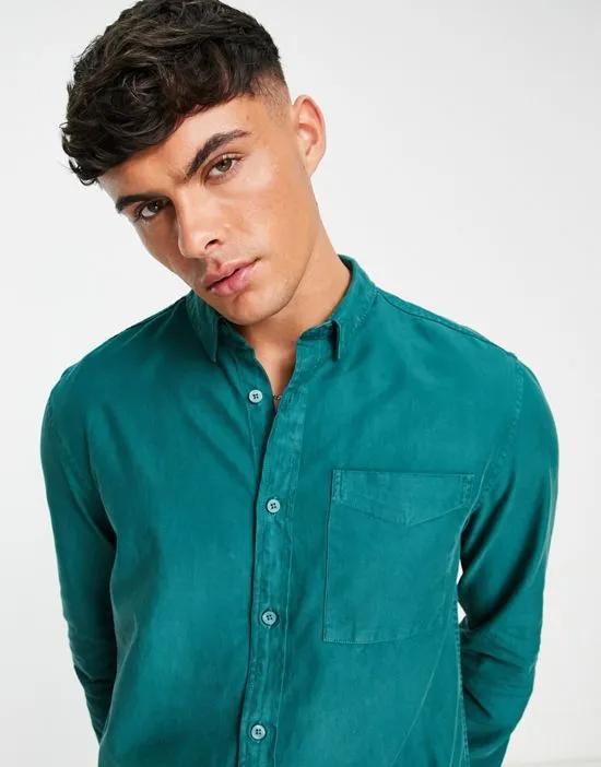 long sleeve 1 pocket shirt in dark green