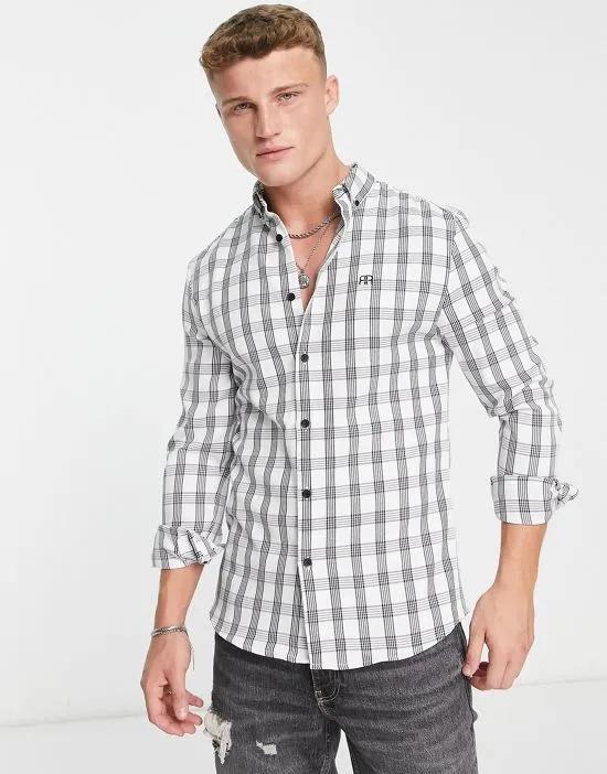 long sleeve check shirt in white