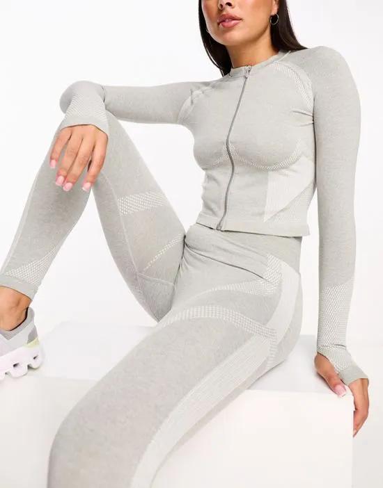 long sleeve contouring seamless zip through - part of a set