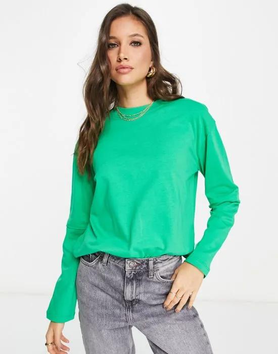 long sleeve double layer oversized T-shirt in green