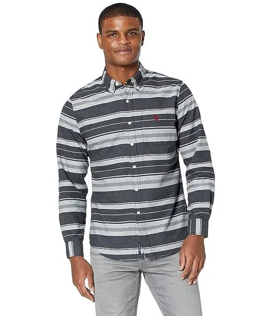 Long Sleeve Horizontal Stripe Woven Shirt