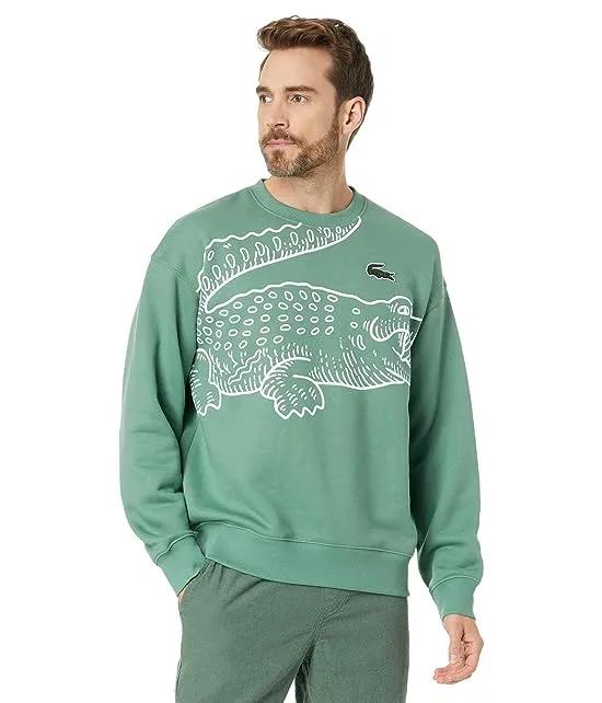 Long Sleeve Loose Fit Croc Crew Neck Sweater