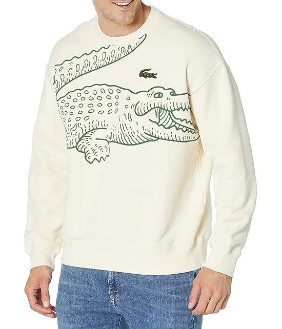 Long Sleeve Loose Fit Croc Crew Neck Sweater