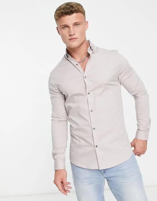 long sleeve muscle shirt in stone