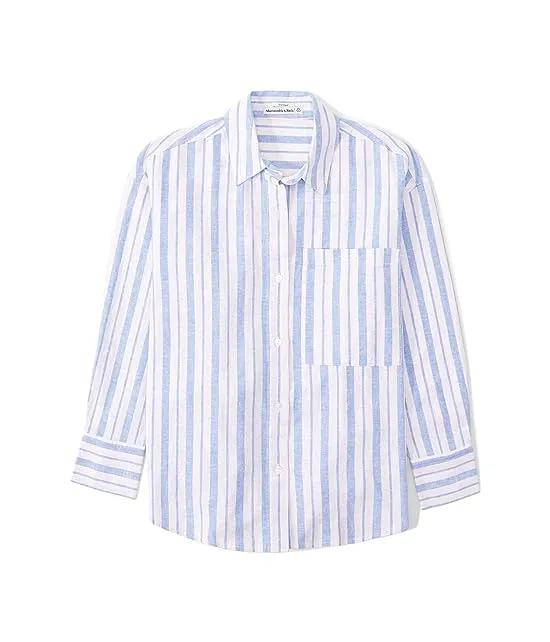 Long Sleeve Oversized Linen Resort Shirt