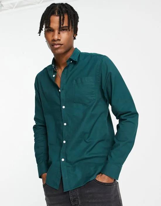 long sleeve oxford shirt in dark green