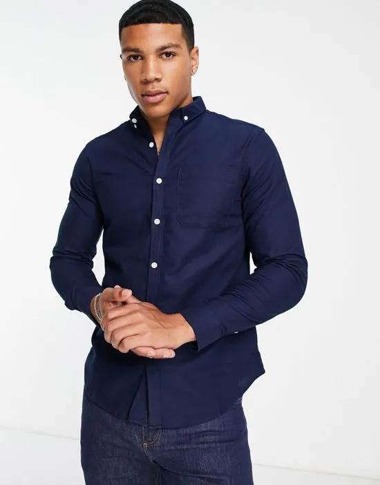 long sleeve oxford shirt in navy