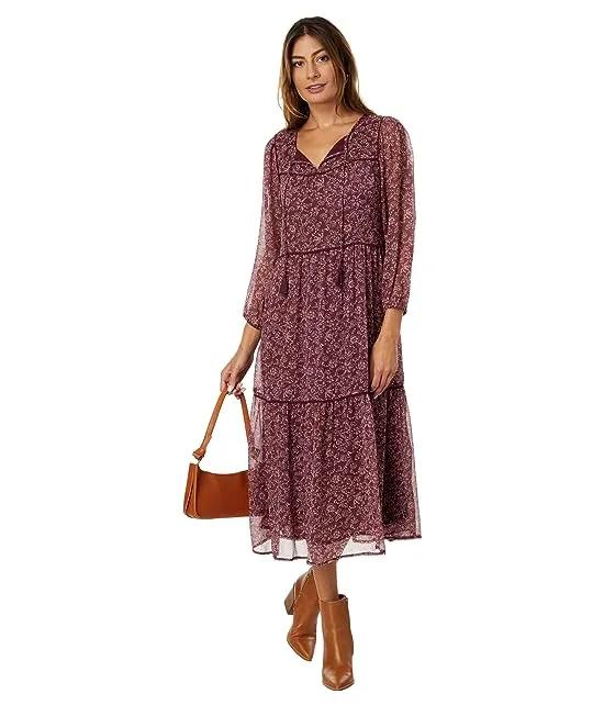 Long Sleeve Peasant Tiered Maxi Dress