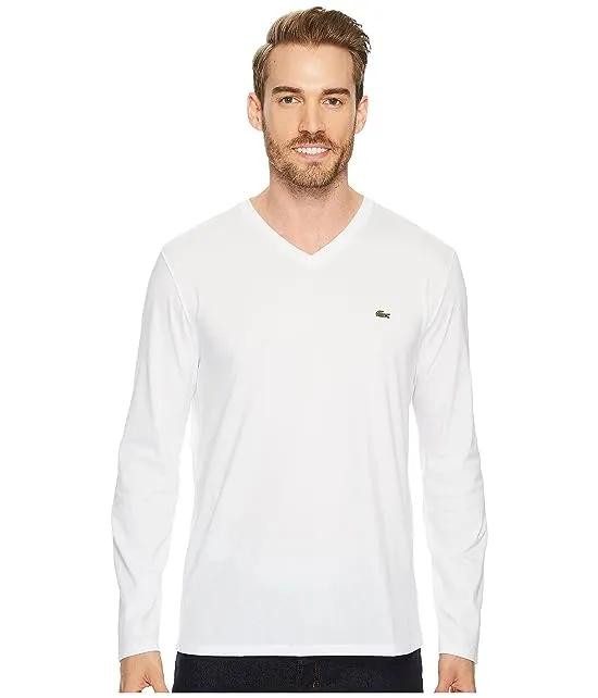 Long Sleeve Pima Jersey V-Neck T-Shirt