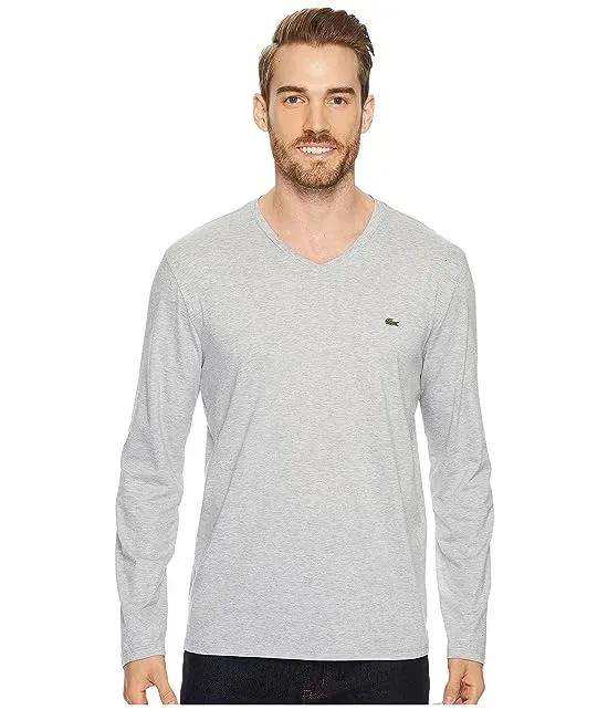 Long Sleeve Pima Jersey V-Neck T-Shirt