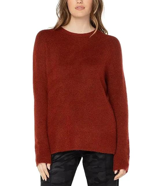 Long Sleeve Raglan Sweater w/ Side Slit