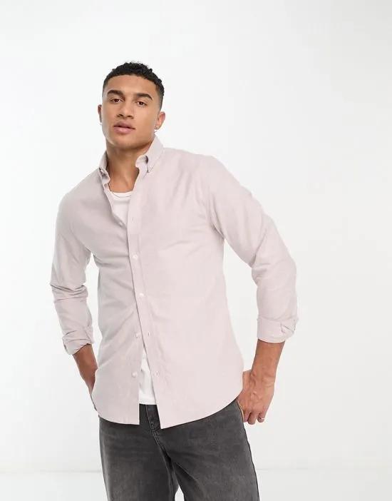 long sleeve smart oxford shirt in stone