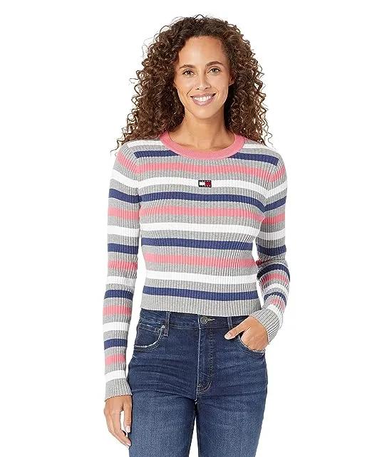 Long Sleeve Striped Rib Sweater