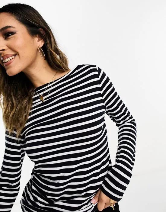 long sleeve striped t-shirt in navy