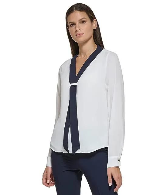 Long Sleeve Tie Front Top