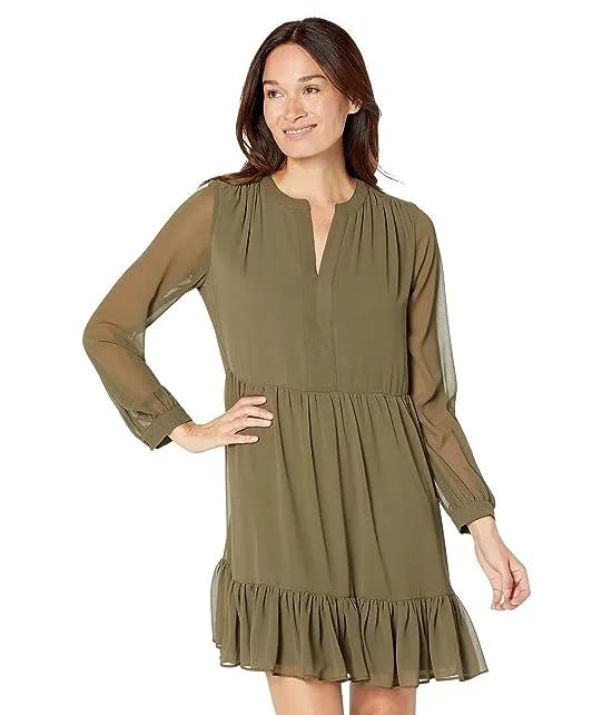 Long Sleeves with V-Neck Dress