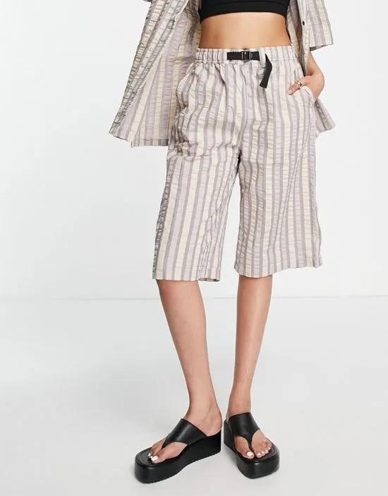 longline striped shorts in gray - part of a set