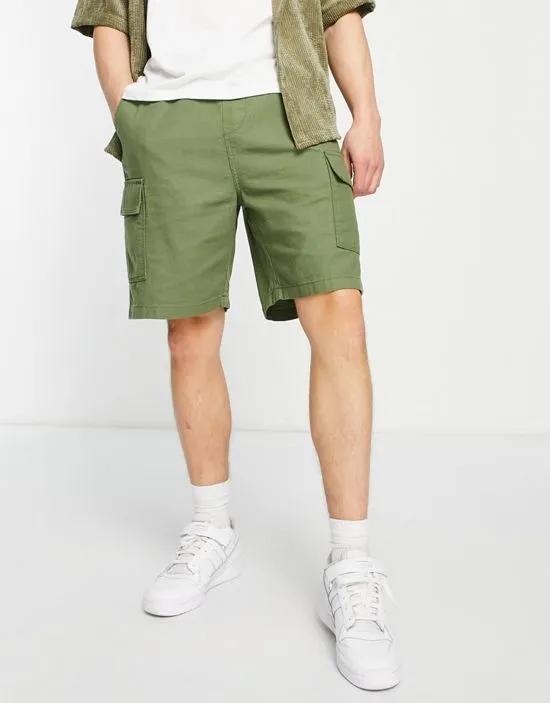 loose fit cargo shorts in khaki green