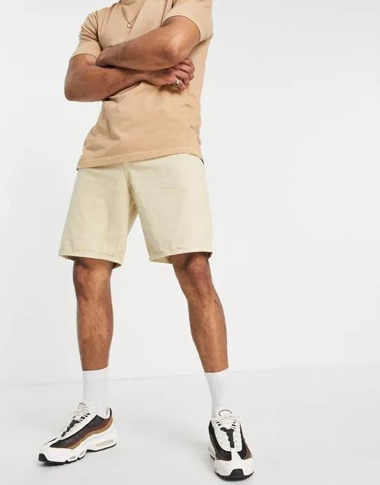 loose fit denim shorts in beige