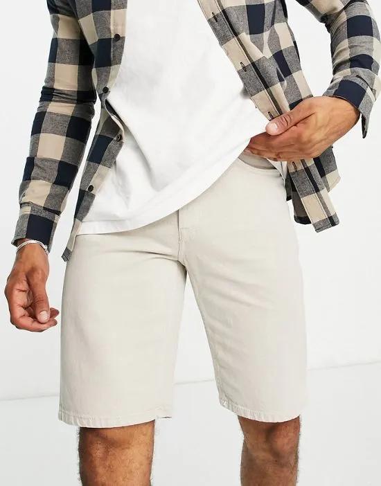 loose fit denim shorts in off white