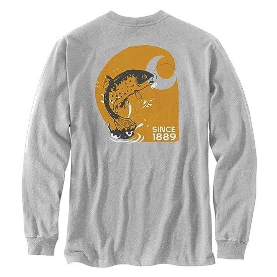 Loose Fit Heavyweight Long Sleeve Fish Graphic T-Shirt