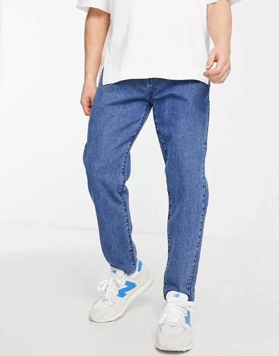loose fit straight jeans in washed blue
