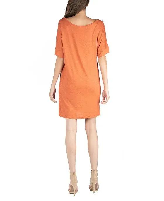 Loose Fit T-Shirt Dress with V-Neck