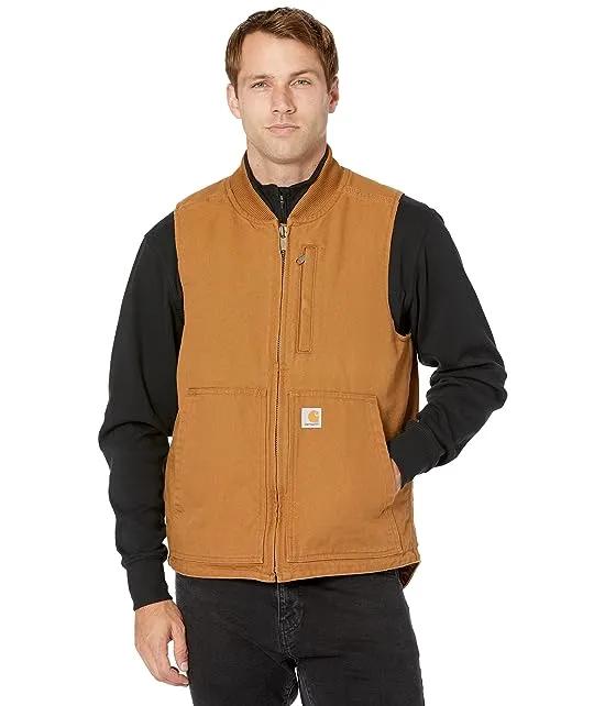 Loose Fit Washed Duck Insulated Rib Collar Vest