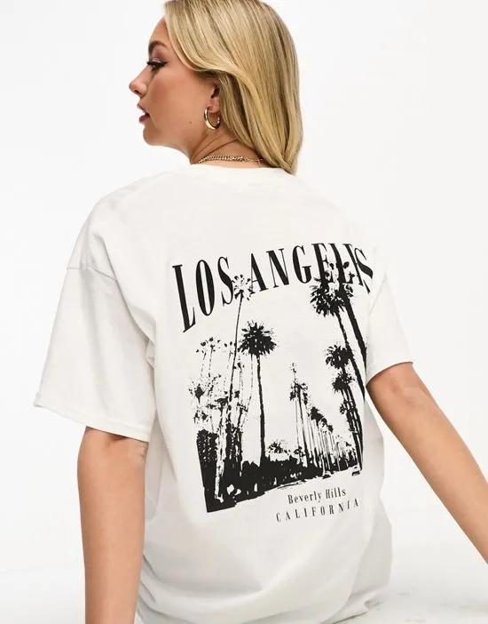 Los Angeles oversized T-shirt with back print in white