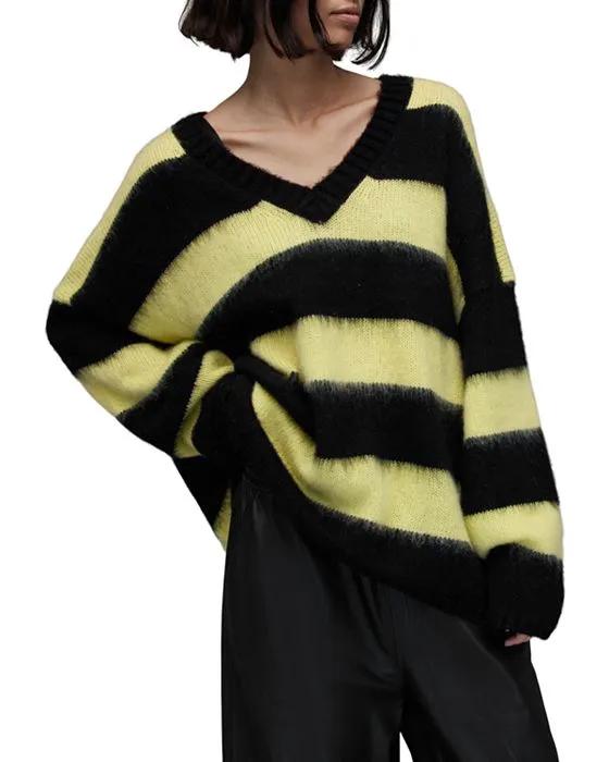 Lou Striped V Neck Sweater 