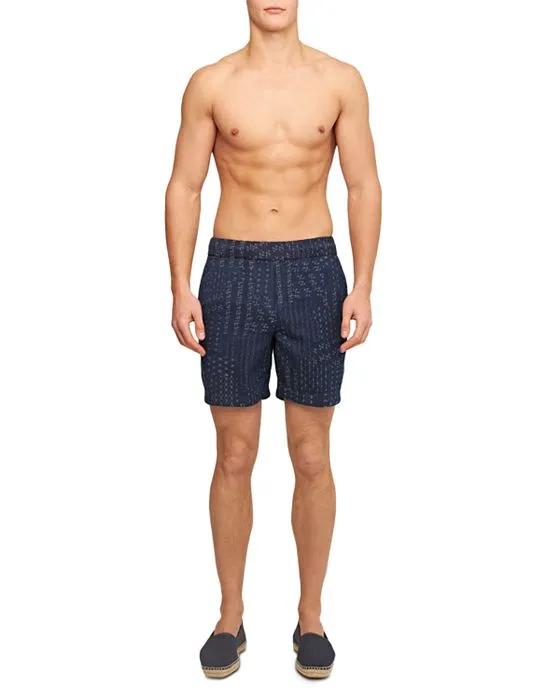 Louis Solo Pastiche Relaxed Fit Jacquard 6" Swim Trunks