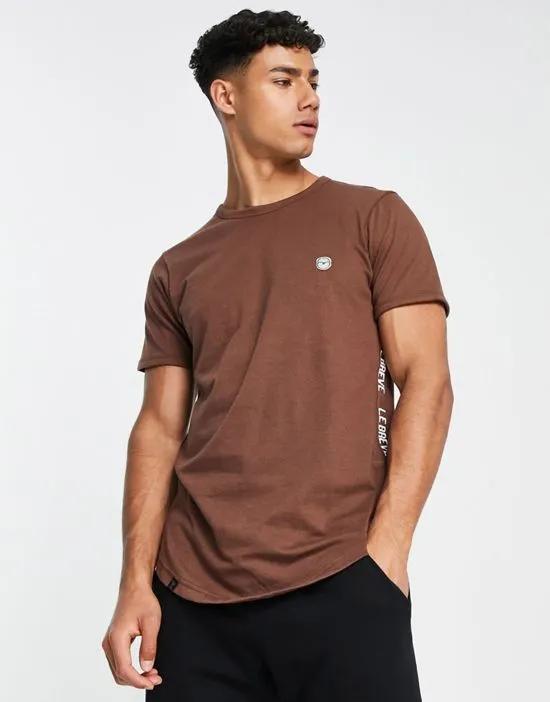 lounge back tape t shirt in chocolate - part of a set