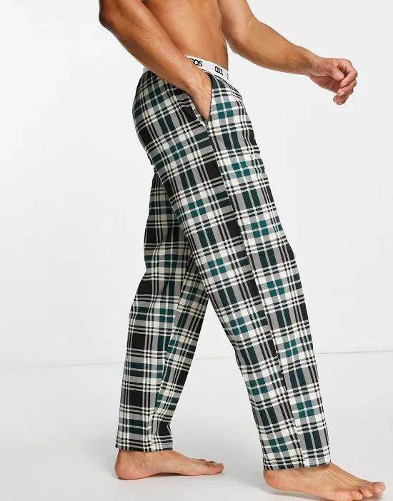lounge pajama bottoms with check print in black and green
