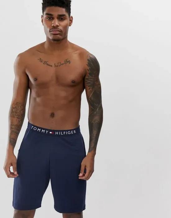lounge short with comfort logo waistband in navy