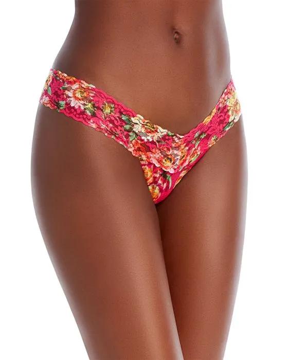 Low-Rise Printed Lace Thong