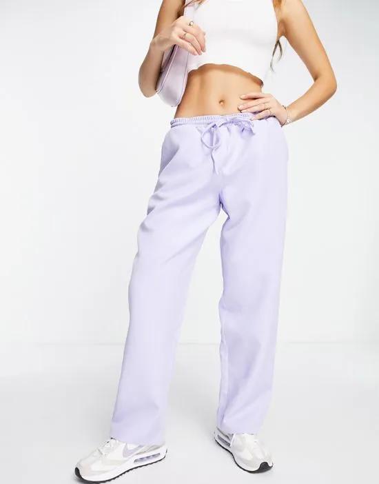 low rise wide leg pants in lilac