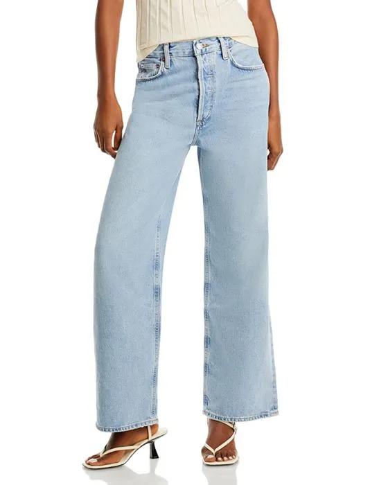 Low Slung Baggy High Rise Wide Leg Jeans in Void