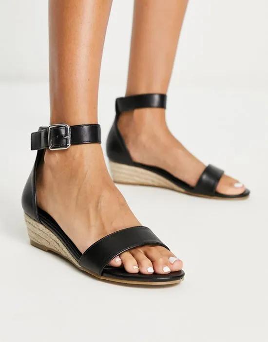 low wedge sandals in black